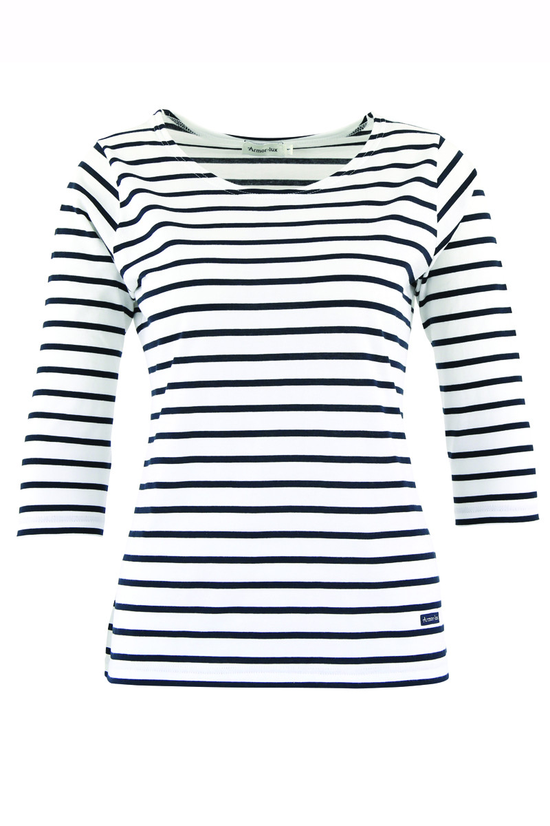 "CAP COZ" 3/4 LENGTH SLEEVE BRETON STRIPED T-SHIRT