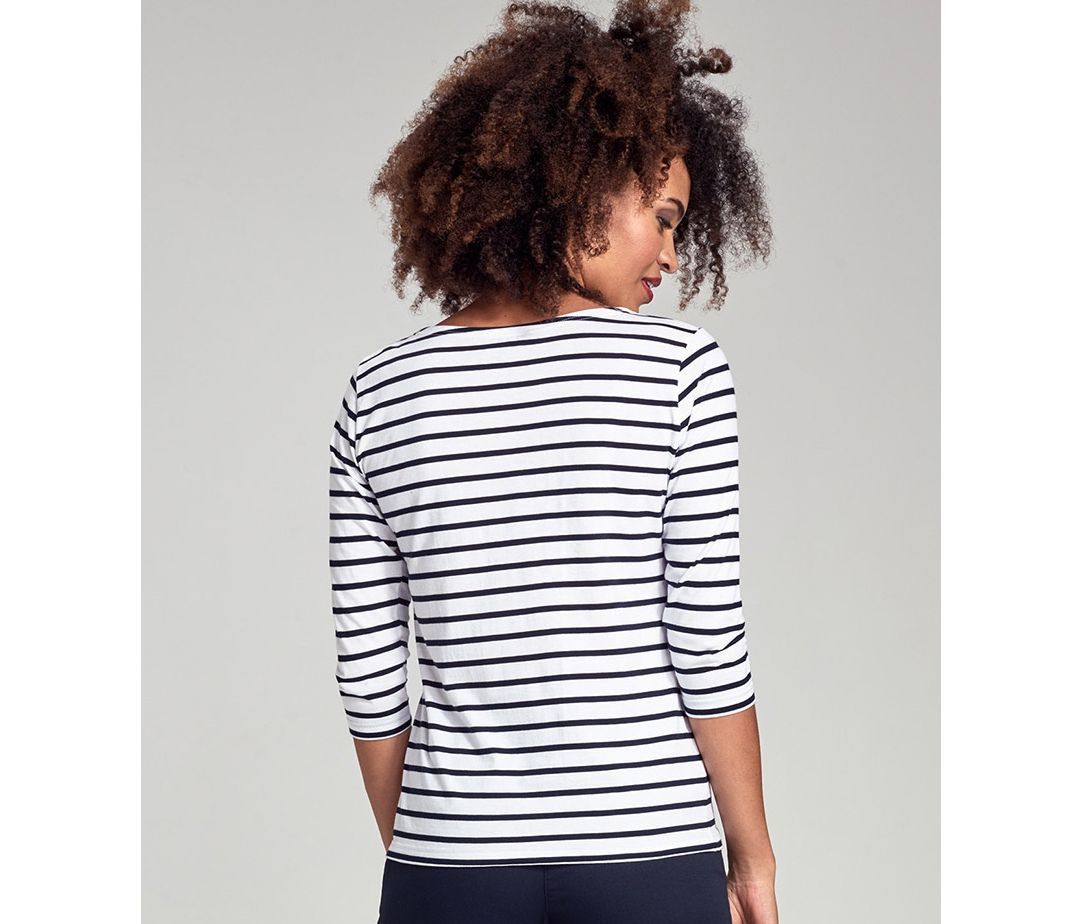 "CAP COZ" 3/4 LENGTH SLEEVE BRETON STRIPED T-SHIRT
