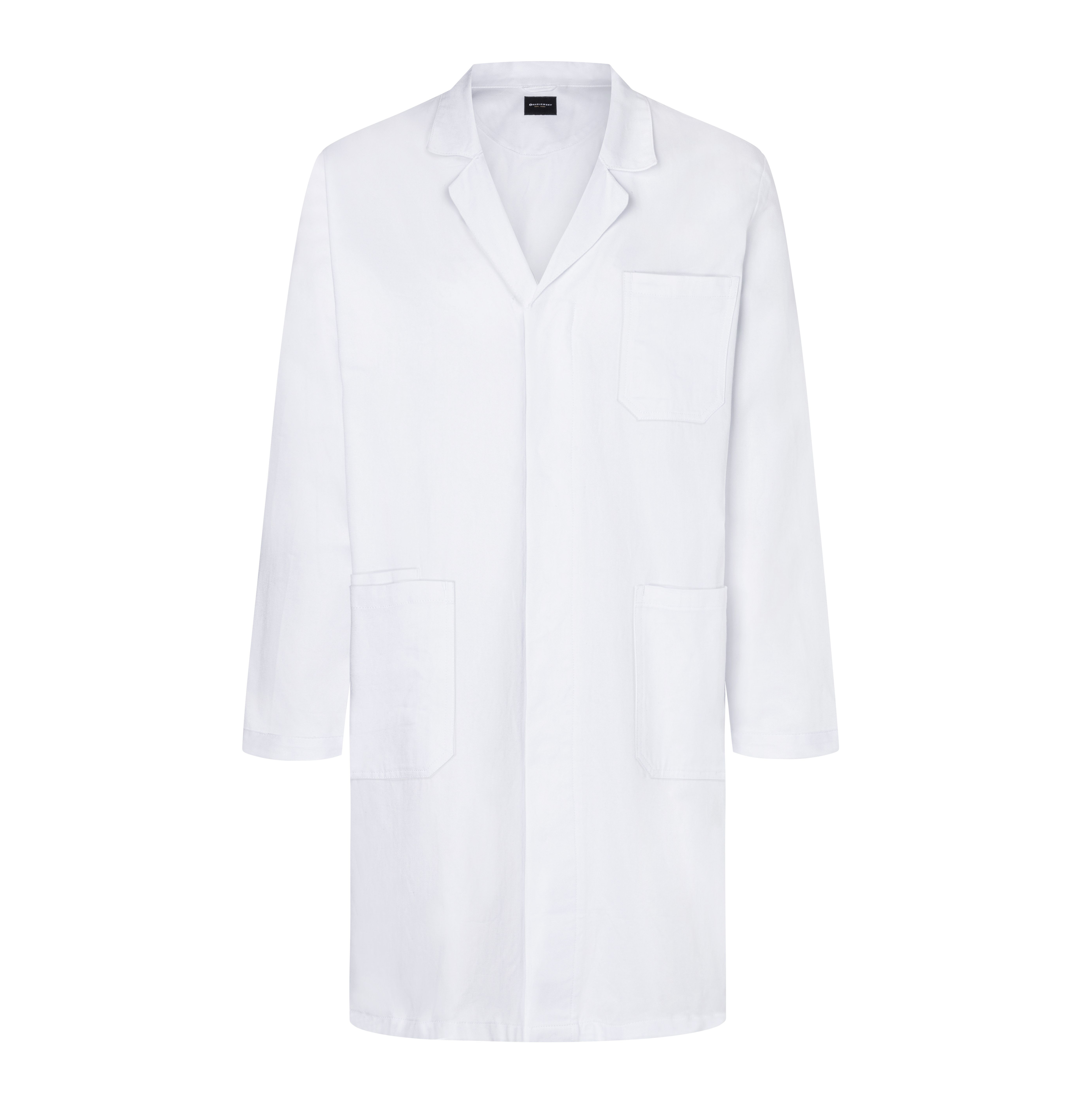 MEN´S MEDICAL AND LAB COAT WITH LAPEL COLLAR AND CONCEALED BUTTON PLACKET
