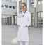 LADIES' MEDICAL AND LAB COAT WITH LABEL COLLAR AND CONCEALED BUTTON PLACKET